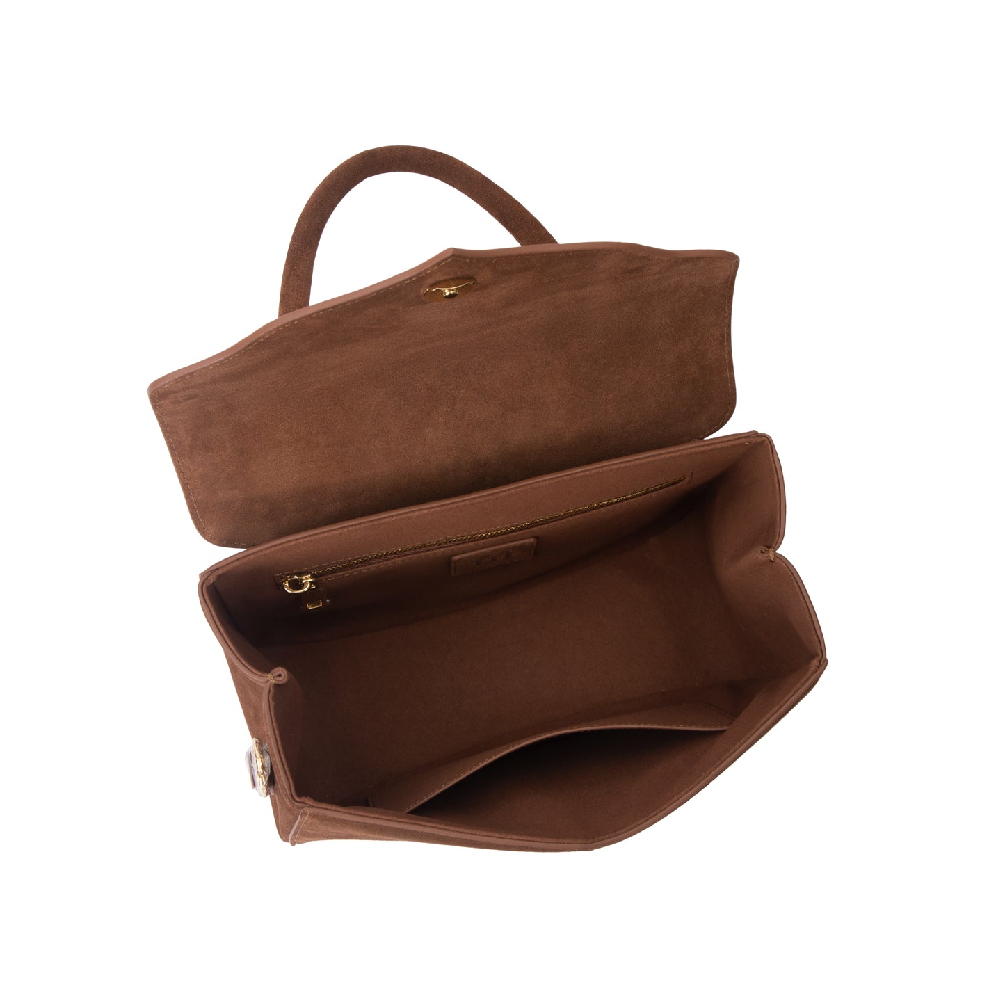 Brown Suede Scallop Tote