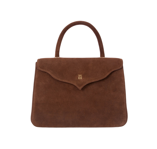 Brown Suede Scallop Tote