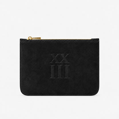 XXIII Audrey Zip Pouch in Black Suede