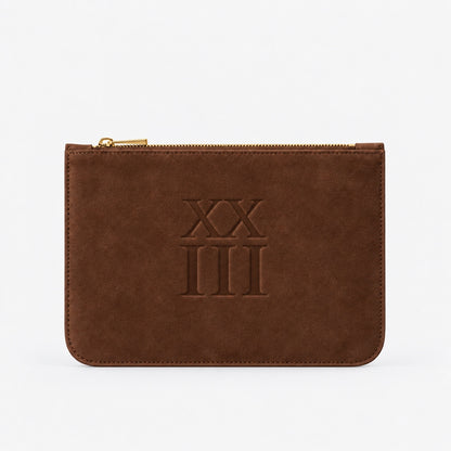 XXIII Audrey Zip Pouch in Chocolate Suede