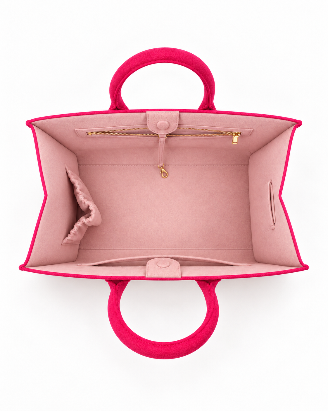 Pale-pink interior of the Margaux Mini 25 with gold-toned hardware